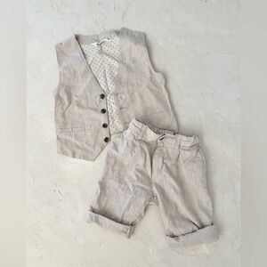 H&M Linen natural tan Vest and Shorts Set